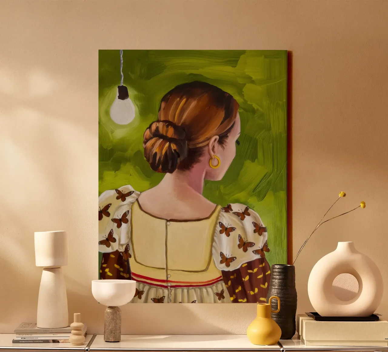 Goudgroene elegantie canvas met Baklijst van Ebony Carpenter