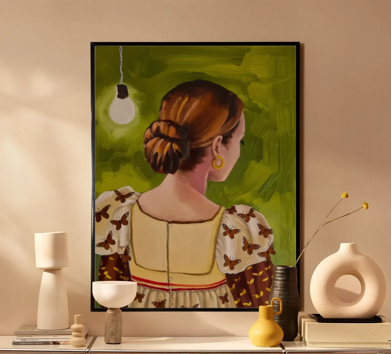 Eleganza verde oro poster con telaio in alluminio da Ebony Carpenter