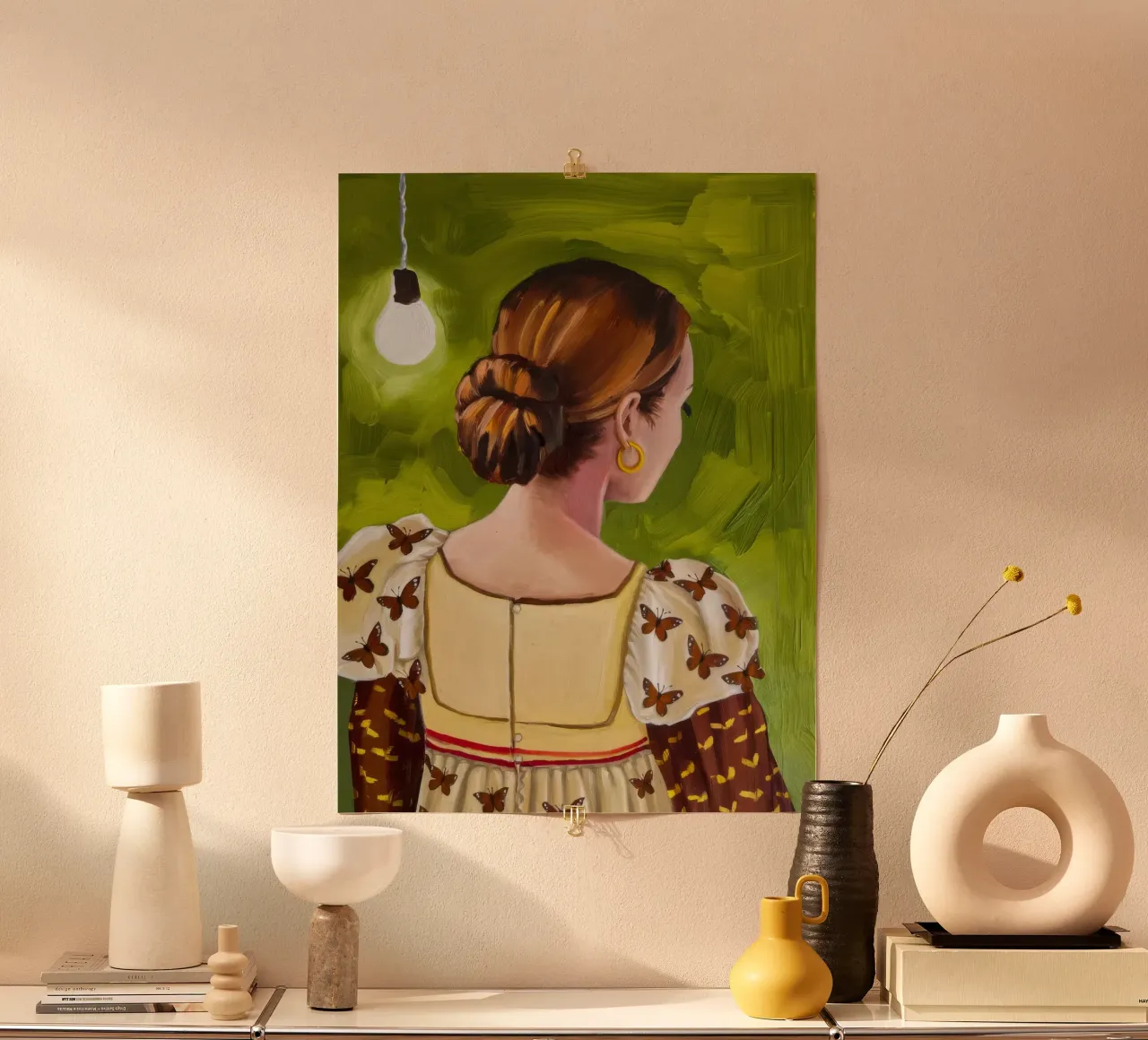 Eleganza verde oro poster con telaio in alluminio da Ebony Carpenter