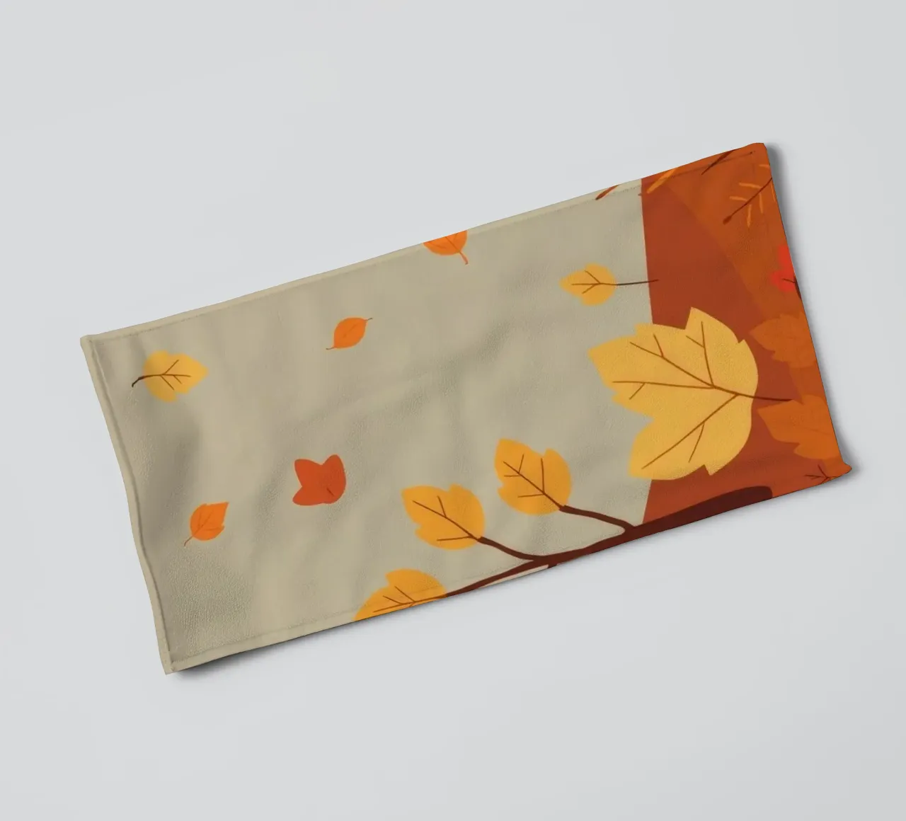 Colorful autumn landscape with falling leaves and bare trees towel by DesignDoodle
