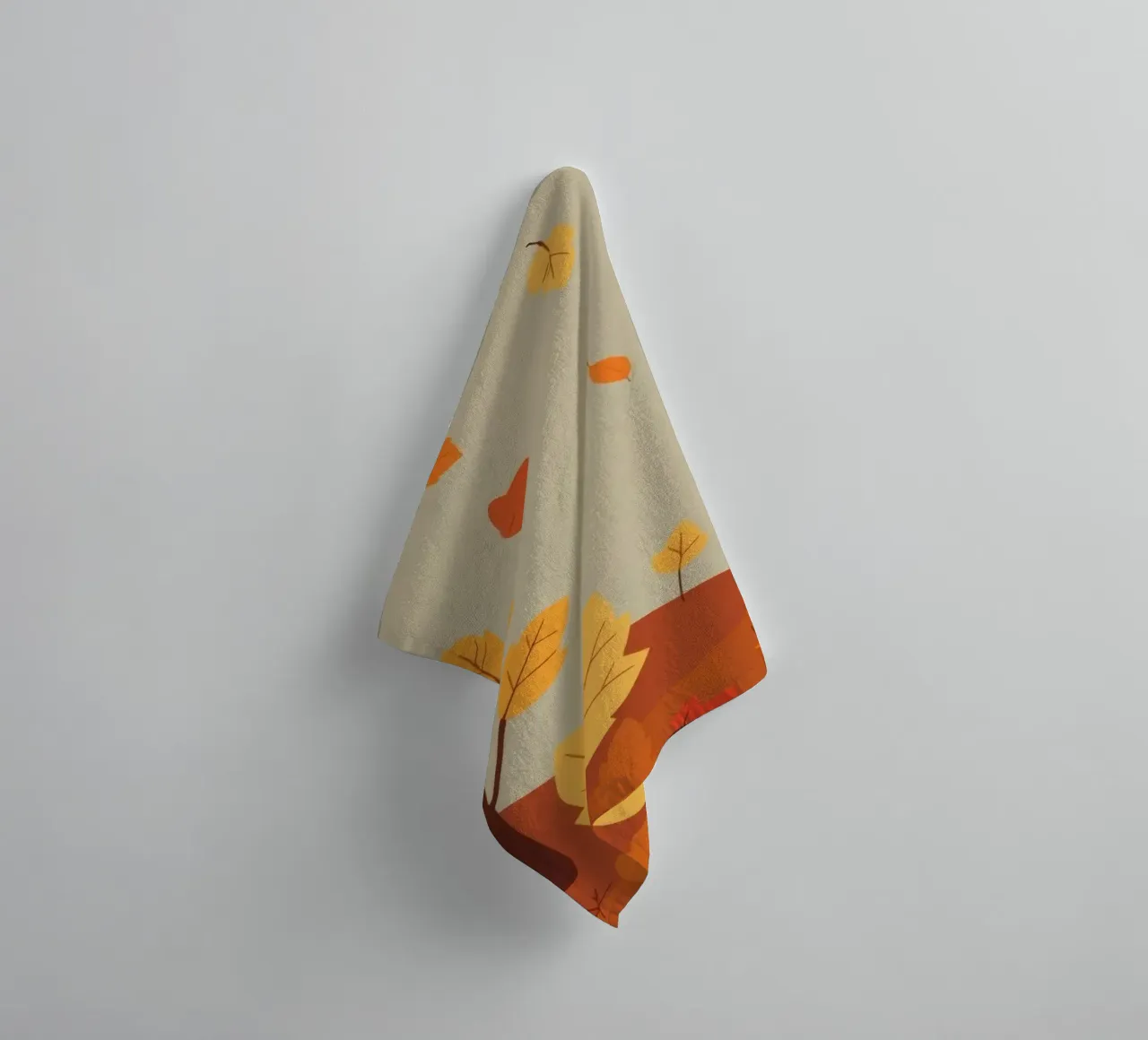 Colorful autumn landscape with falling leaves and bare trees towel by DesignDoodle