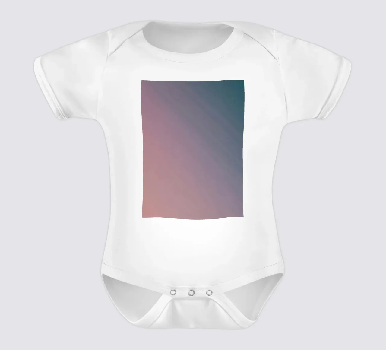 Colorful gradient blending from warm peach to cool teal short-sleeve baby romper by DesignDoodle