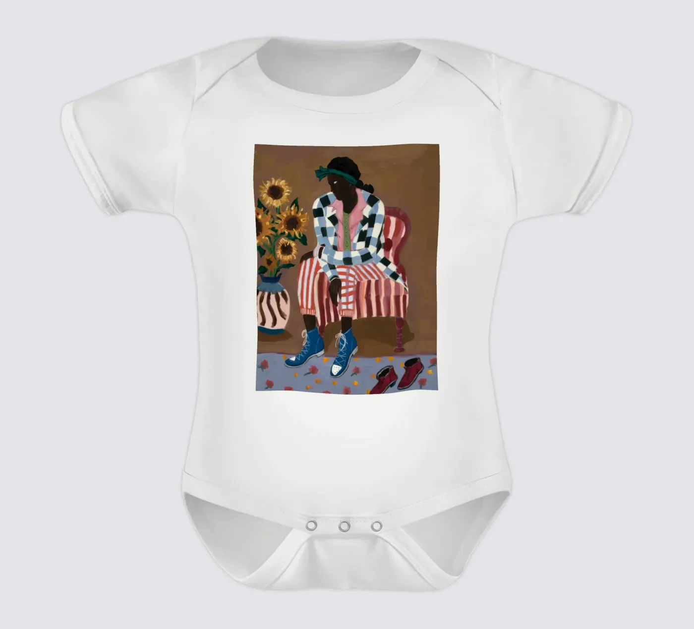 Rustic Striped Reflection babyrompertje korte mouwen van Ebony Carpenter