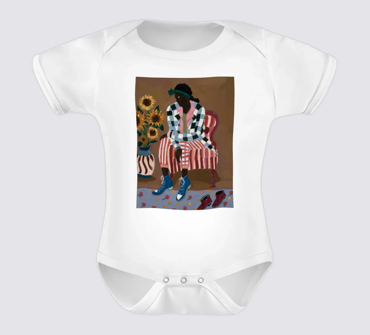 Rustic Striped Reflection babyrompertje korte mouwen van Ebony Carpenter