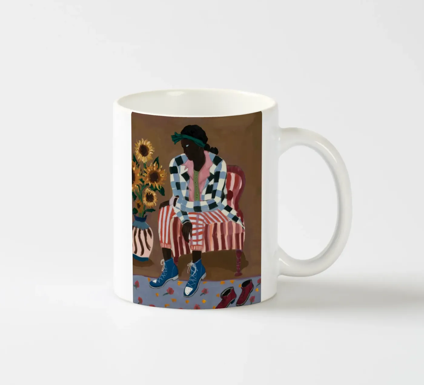 Rustiek gestreepte reflectie keramische mok van Ebony Carpenter