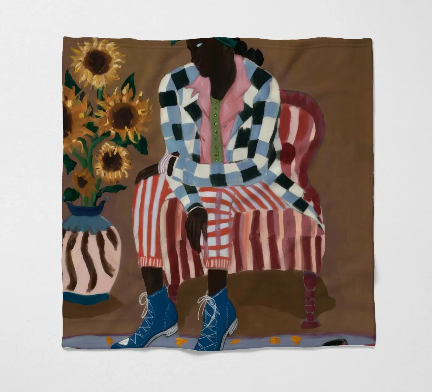 Rustic Striped Reflection fleece blanket by Ebony Carpenter