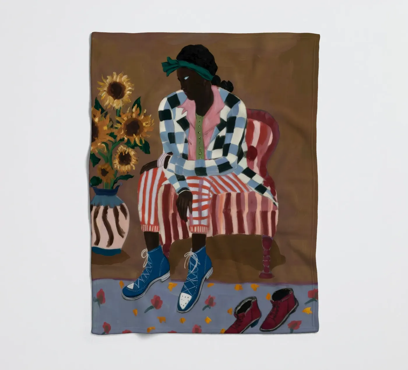 Rustic Striped Reflection fleece blanket by Ebony Carpenter