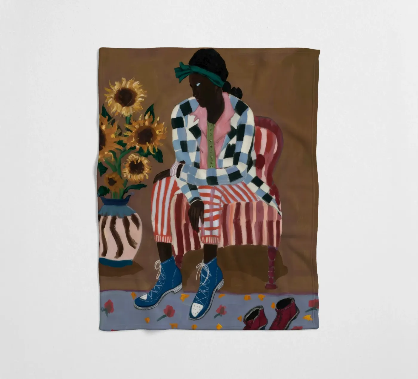 Rustic Striped Reflection fleece blanket by Ebony Carpenter