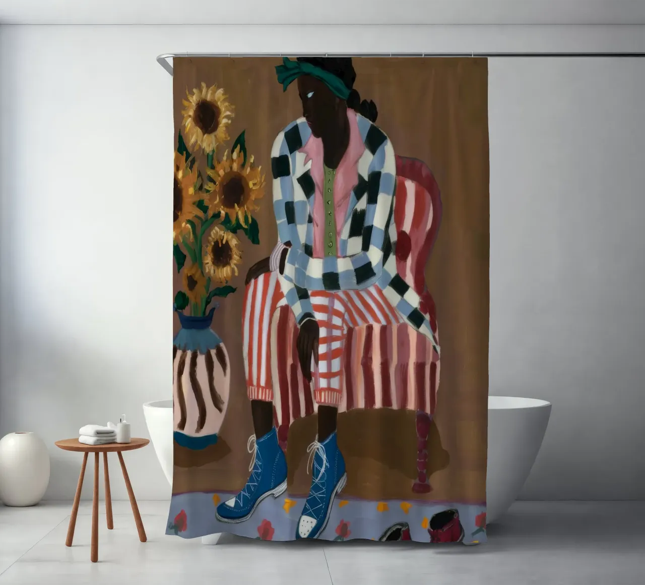 Riflesso rustico a righe tenda da doccia da Ebony Carpenter