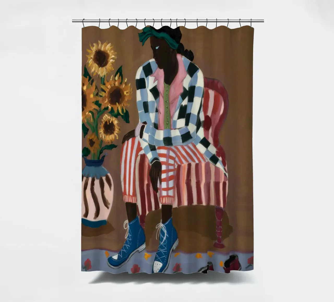 Riflesso rustico a righe tenda da doccia da Ebony Carpenter