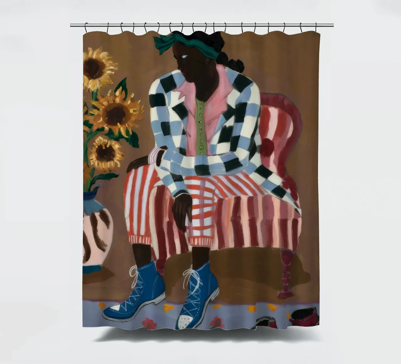 Riflesso rustico a righe tenda da doccia da Ebony Carpenter