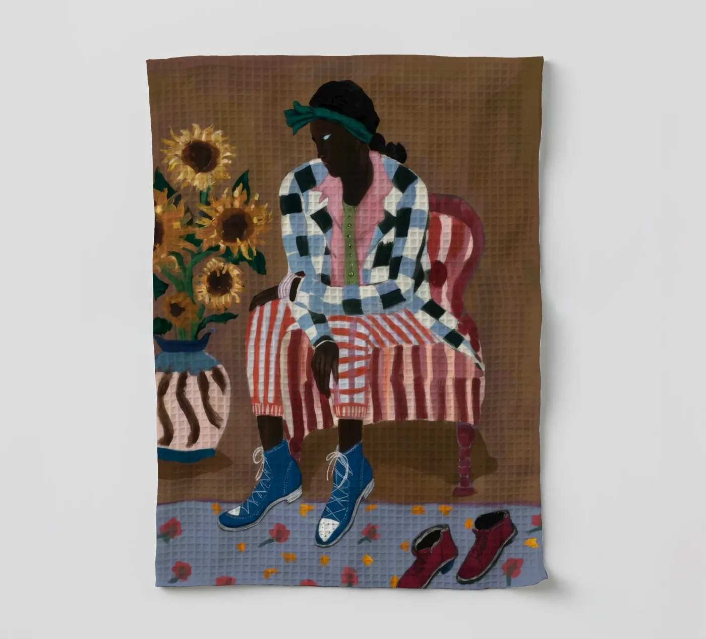 Rustic Striped Reflection tea towel by Ebony Carpenter