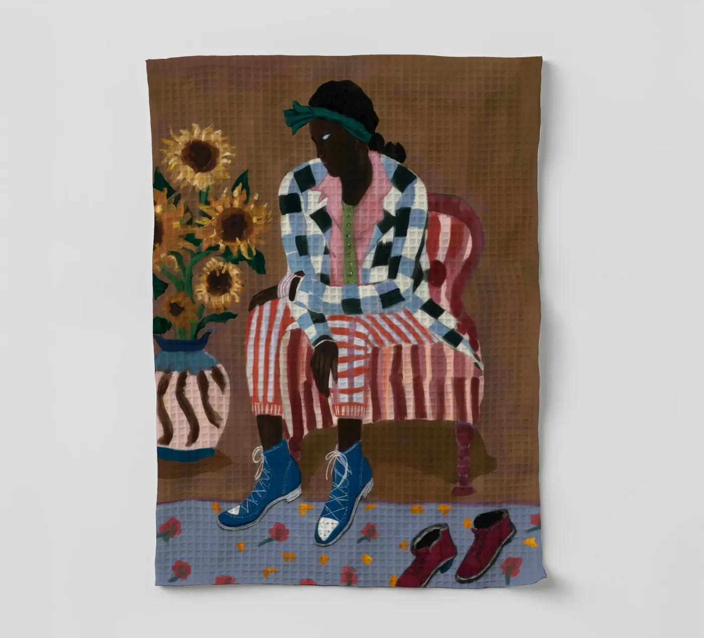 Rustic Striped Reflection theedoek van Ebony Carpenter