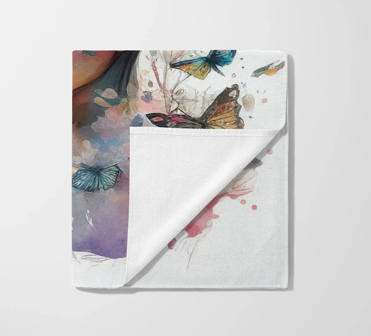 Acquerello floreale Donna asiatica telo mare da Chromatic Fusion Studio