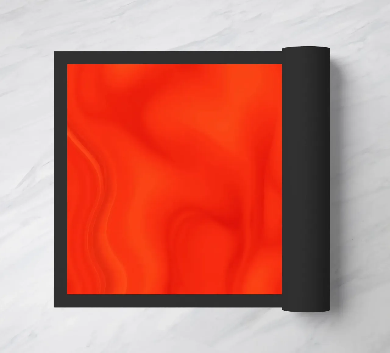 Vibrant orange abstract design with flowing patterns doormat by DesignDoodle