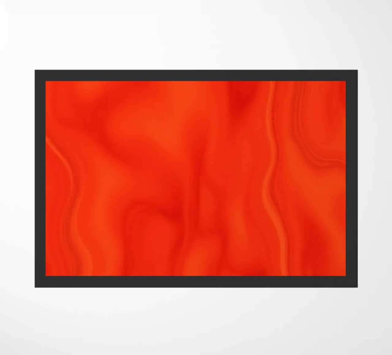 Leuchtend orangefarbenes abstraktes Design mit fließenden Mustern Fußmatte von DesignDoodle