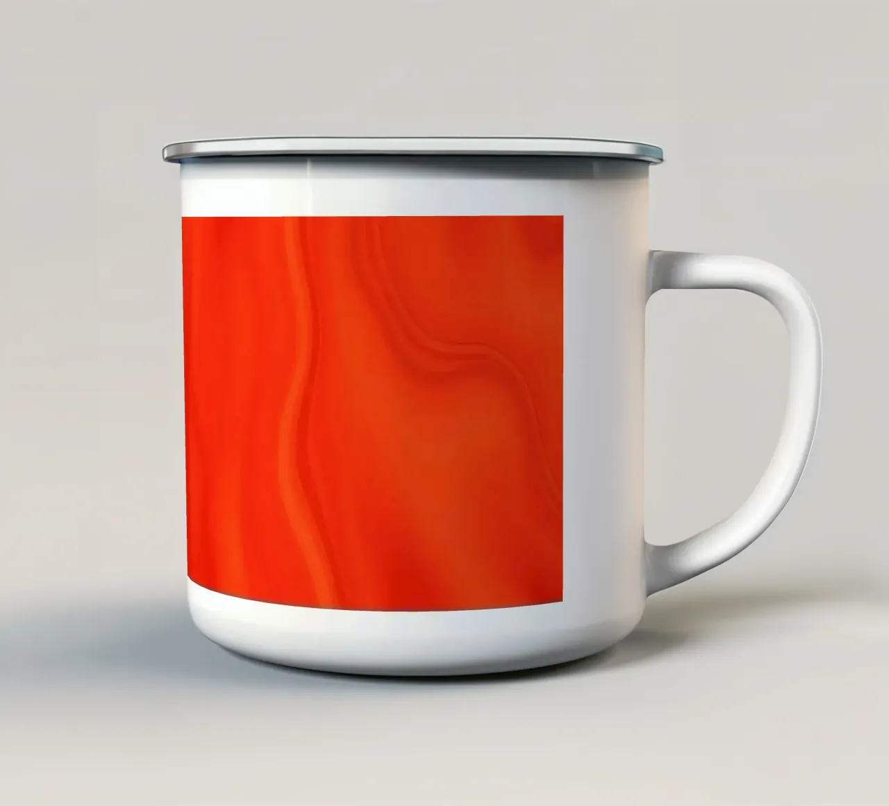 Leuchtend orangefarbenes abstraktes Design mit fließenden Mustern Emaille Tasse von DesignDoodle