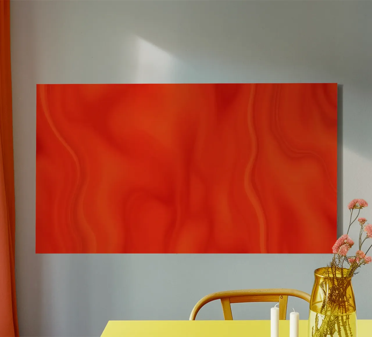 Vibrant orange abstract design with flowing patterns canvas by DesignDoodle