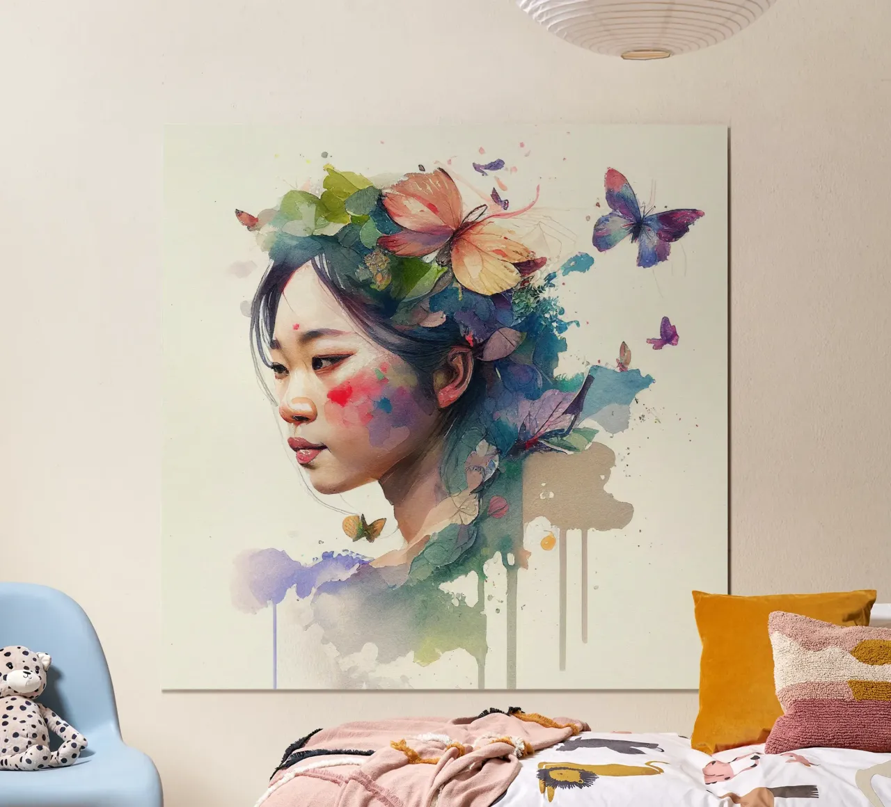 Acquerello floreale Donna asiatica poster da Chromatic Fusion Studio