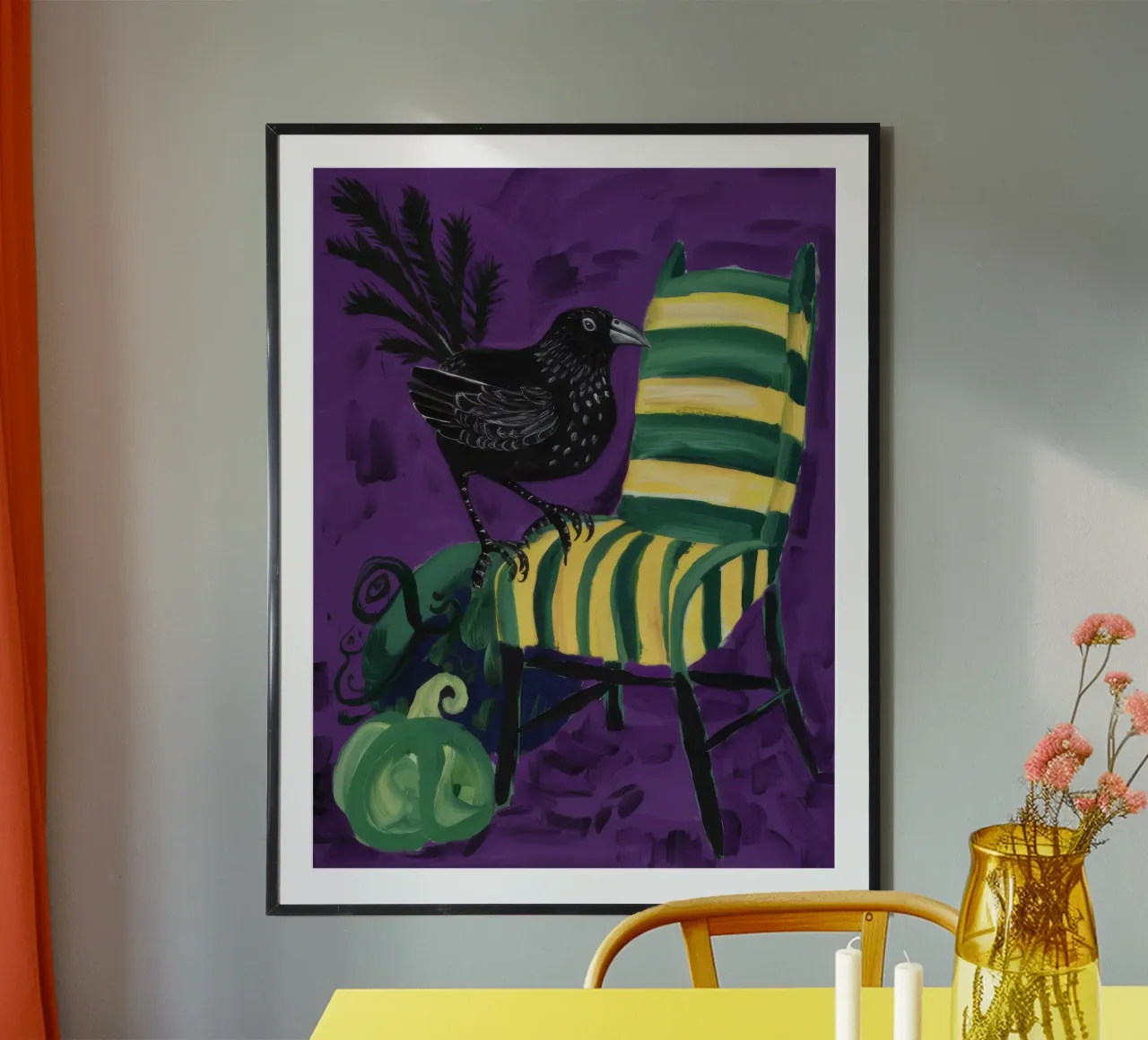 Sedia verde mistica poster con telaio in alluminio da Ebony Carpenter