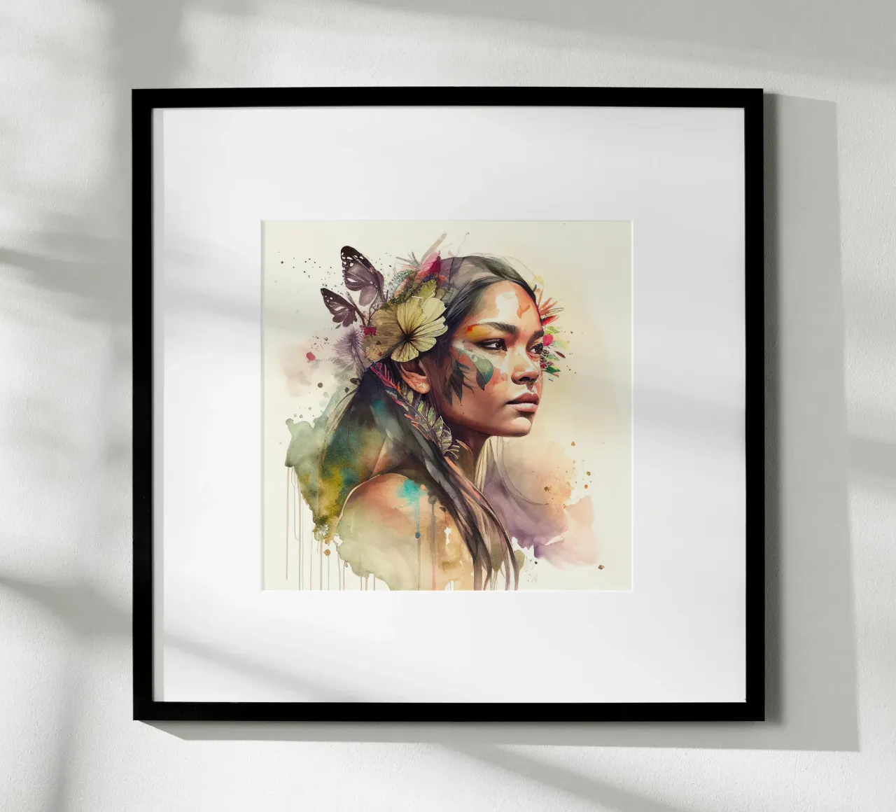 Acquerello floreale indiano Donna nativa carta hahnemühle da Chromatic Fusion Studio