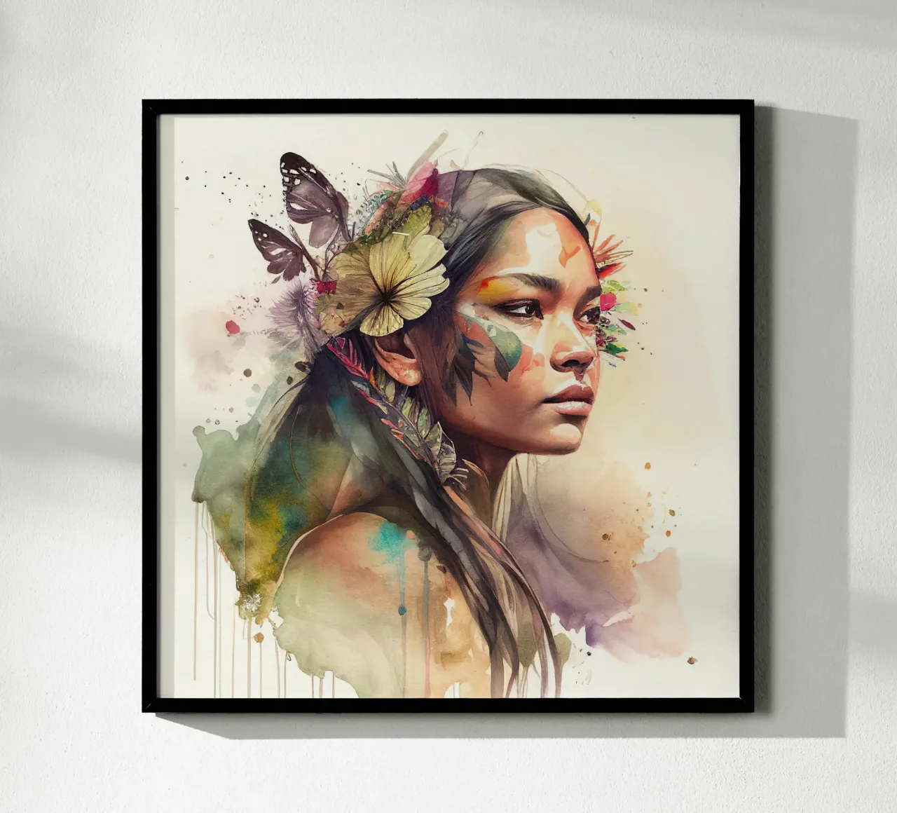 Acquerello floreale indiano Donna nativa carta hahnemühle da Chromatic Fusion Studio