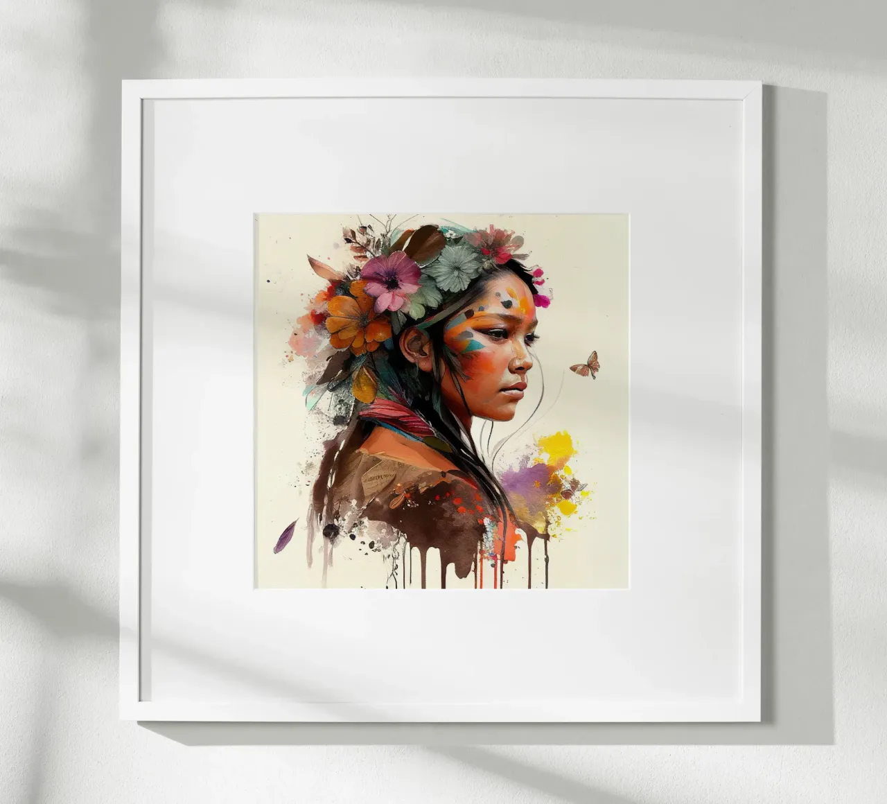Acquerello floreale indiano Donna nativa carta hahnemühle da Chromatic Fusion Studio