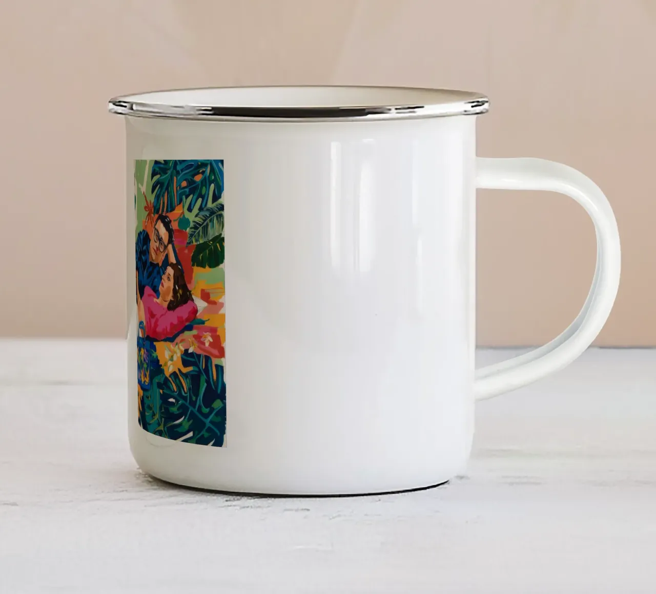 Un sereno rifugio per gli amanti tazza in smalto da Ebony Carpenter