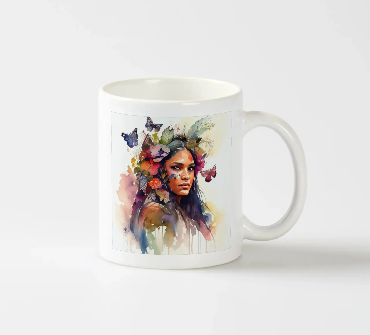 Acquerello floreale indiano Donna nativa tazza in ceramica da Chromatic Fusion Studio