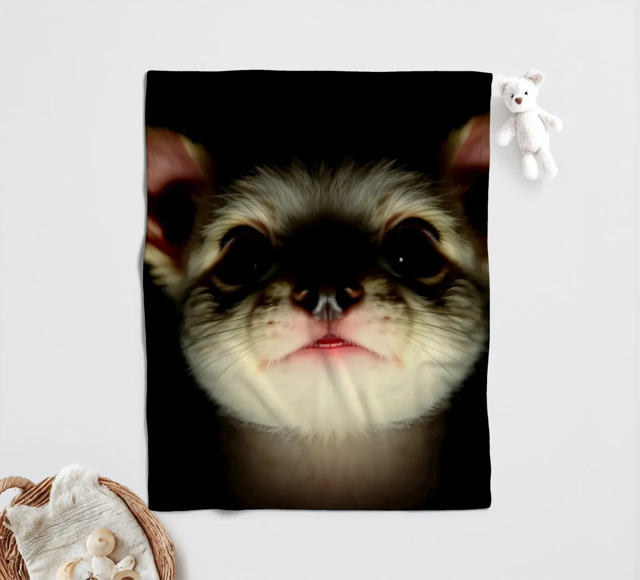 Cute small and scary animal with big ears illuminated fleece blanket by DesignDoodle