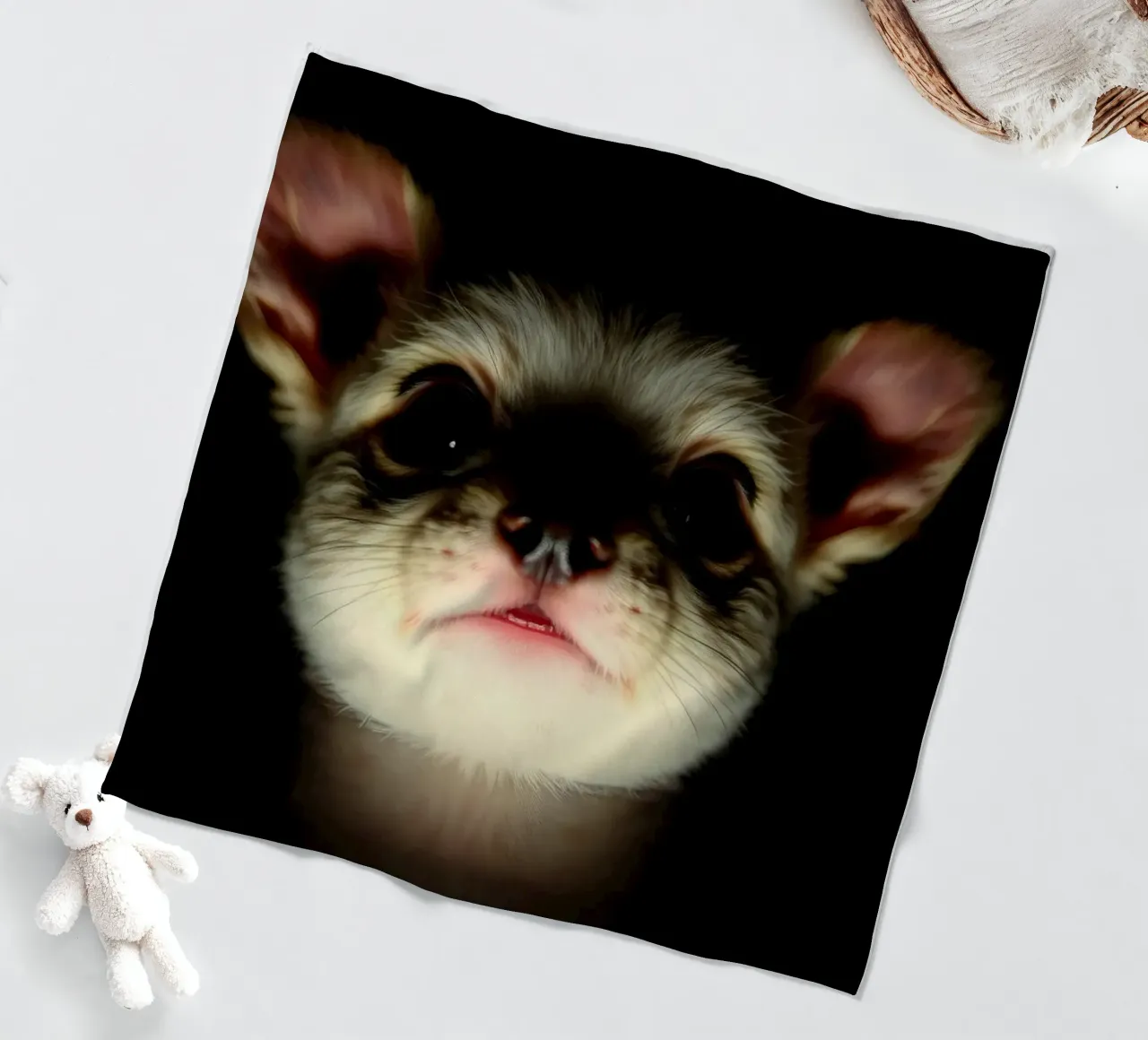 Cute small and scary animal with big ears illuminated fleece blanket by DesignDoodle