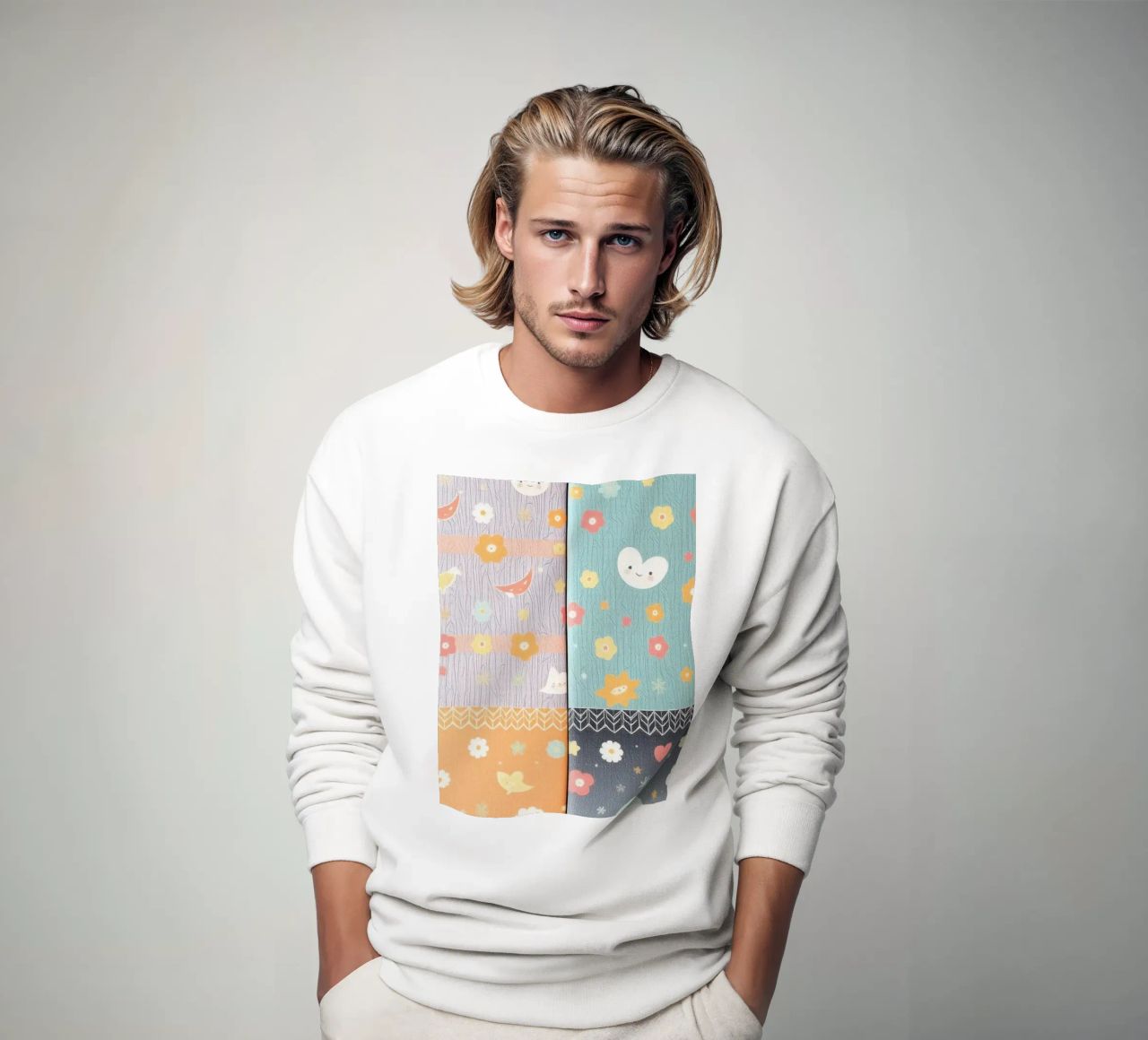 Carta patterned colorata con disegni stravaganti di flusso felpa da DesignDoodle