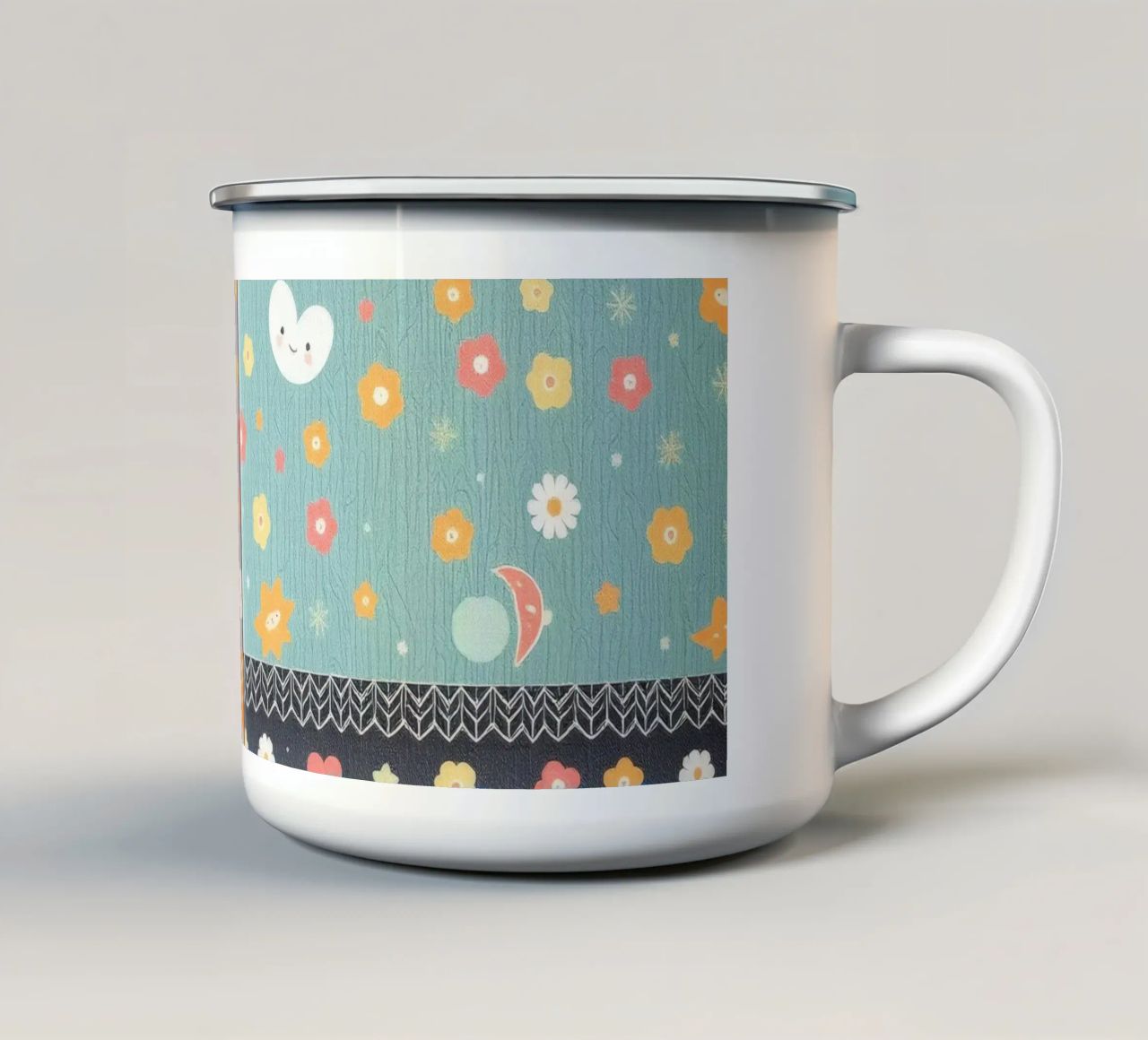 Carta patterned colorata con disegni stravaganti di flusso tazza in smalto da DesignDoodle