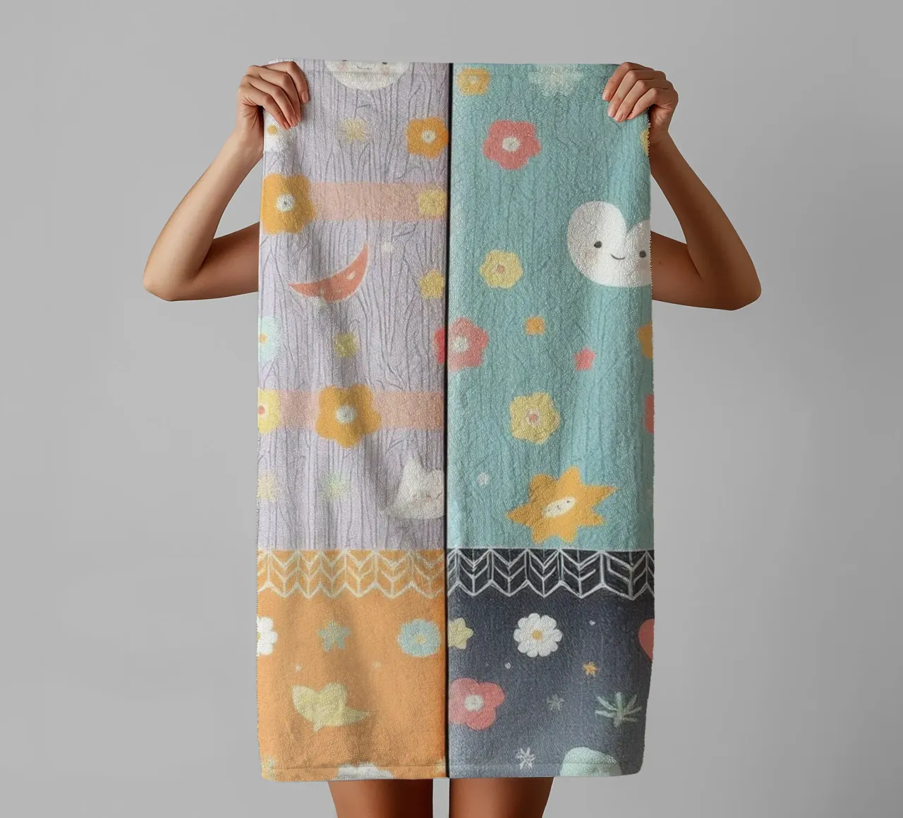 Carta patterned colorata con disegni stravaganti di flusso asciugamano da bagno da DesignDoodle