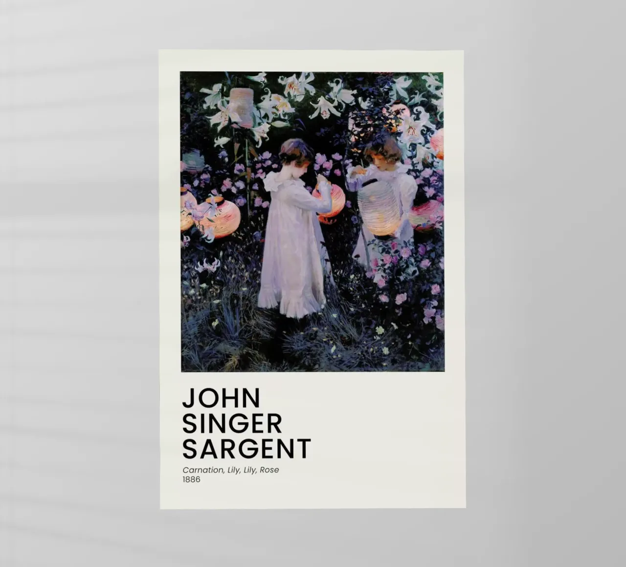 Singer Sargent -  Carnation, Lily, Lily, Rose pellicola backlit da Vintage by JUNIQE