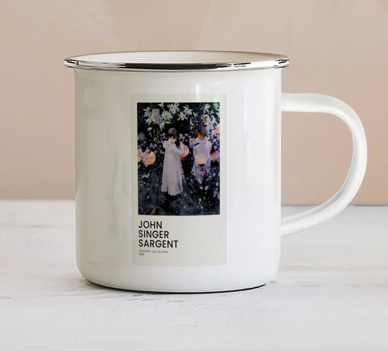 Singer Sargent -  Carnation, Lily, Lily, Rose tazza in smalto da Vintage by JUNIQE