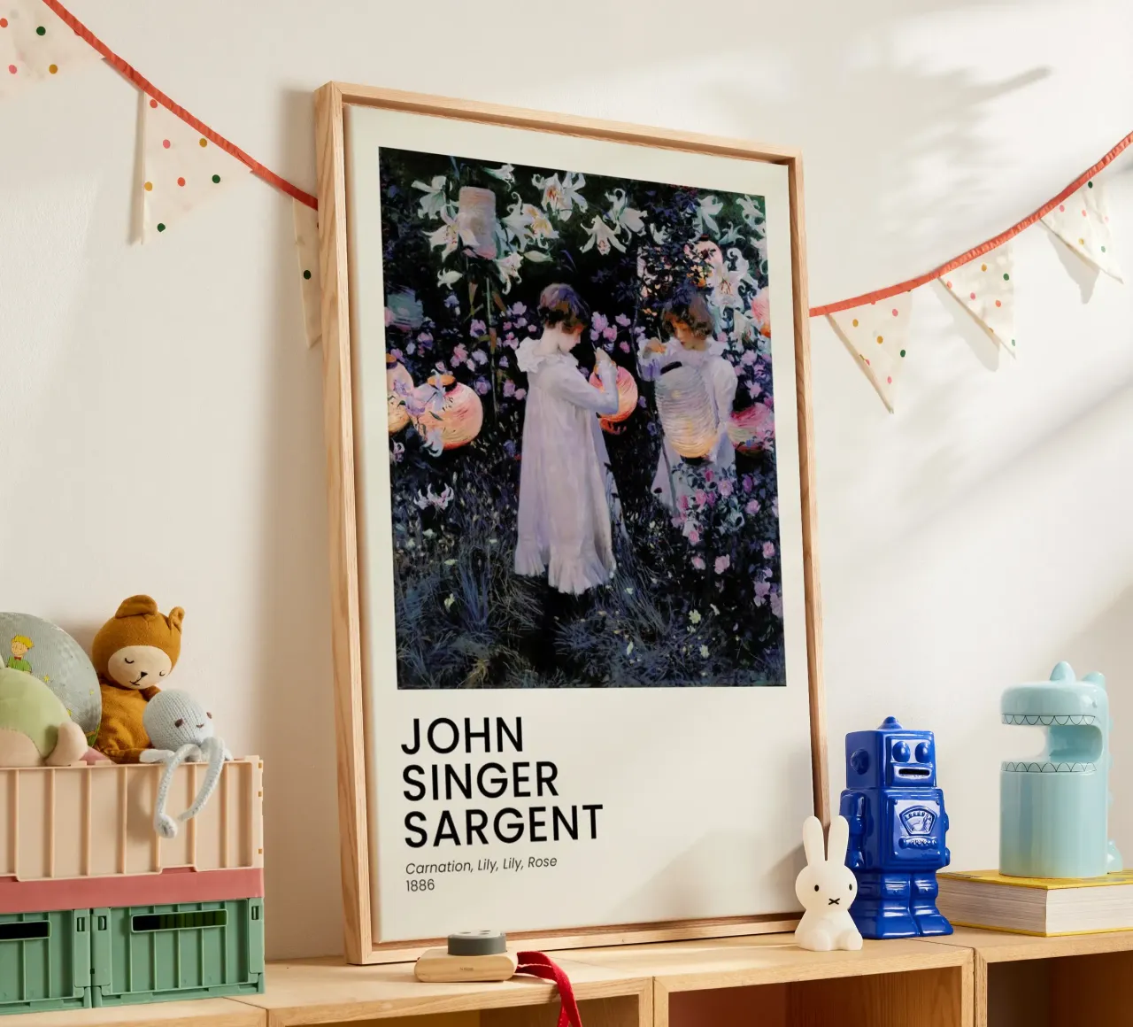 Singer Sargent -  Carnation, Lily, Lily, Rose canvas met Baklijst van Vintage by JUNIQE