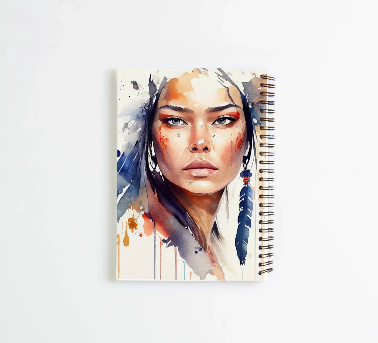 Acquerello floreale indiano Donna nativa diario ad anelli da Chromatic Fusion Studio