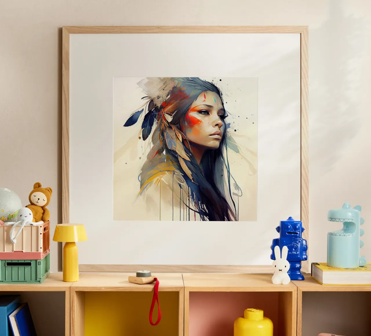 Aquarell Floral Indische Ureinwohnerin Hahnemühle von Chromatic Fusion Studio