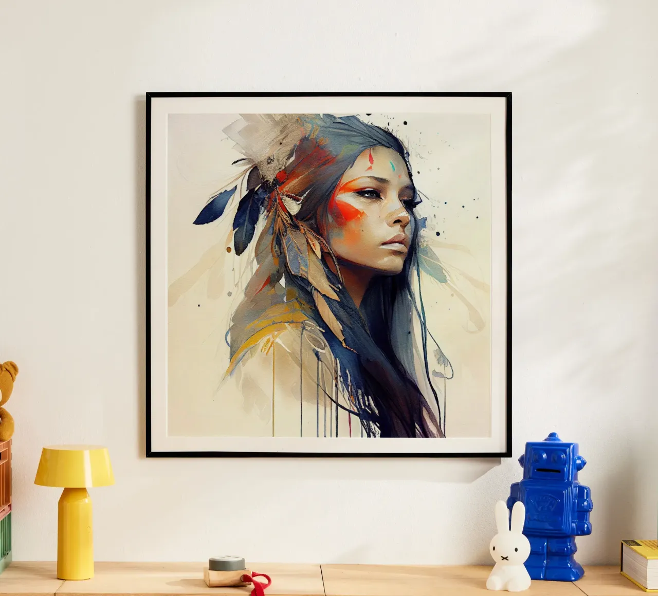 Aquarell Floral Indische Ureinwohnerin Hahnemühle von Chromatic Fusion Studio