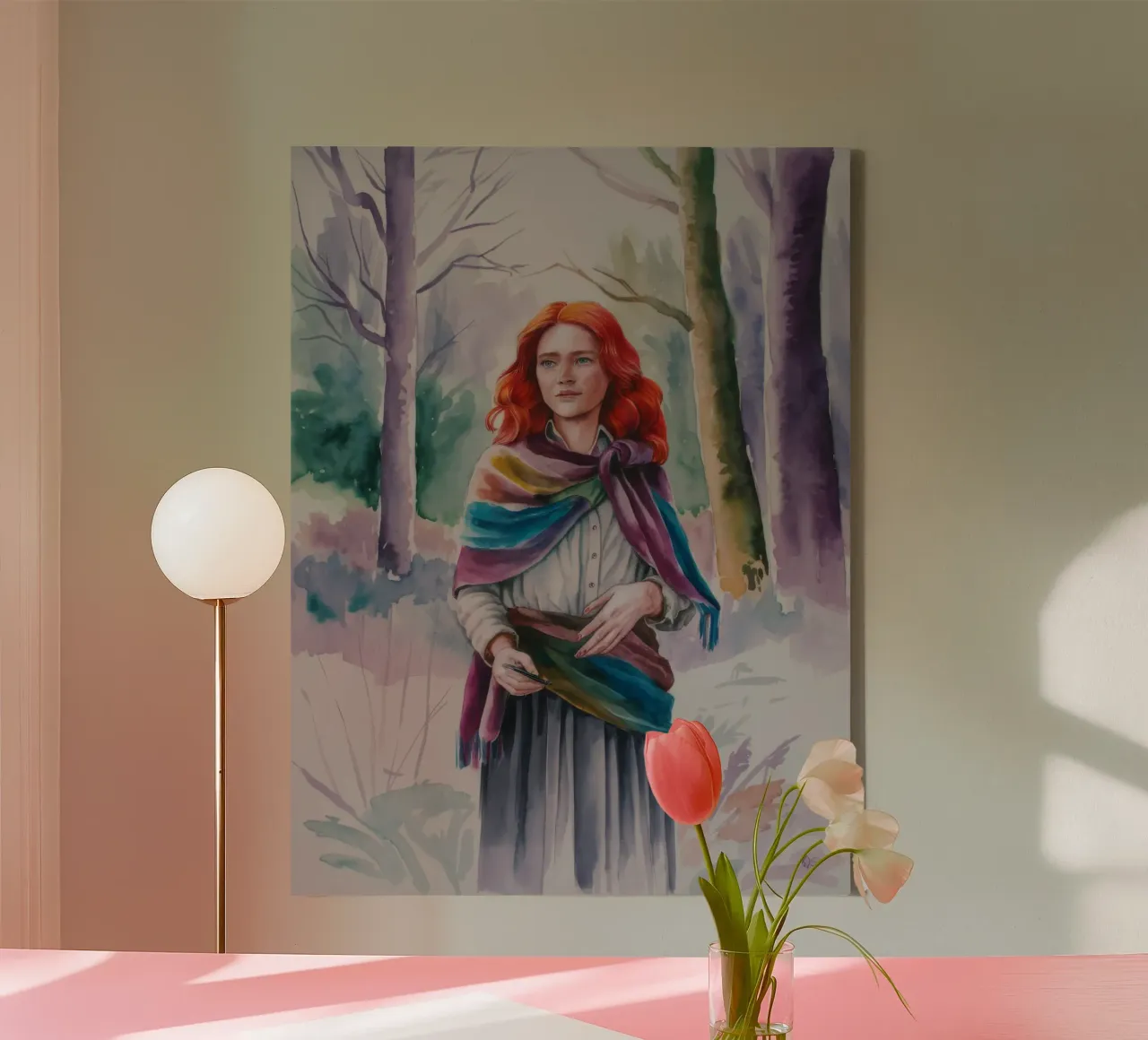 Herbstliche Waldmuse Leinwand mit Schattenfugenrahmen von Ebony Carpenter