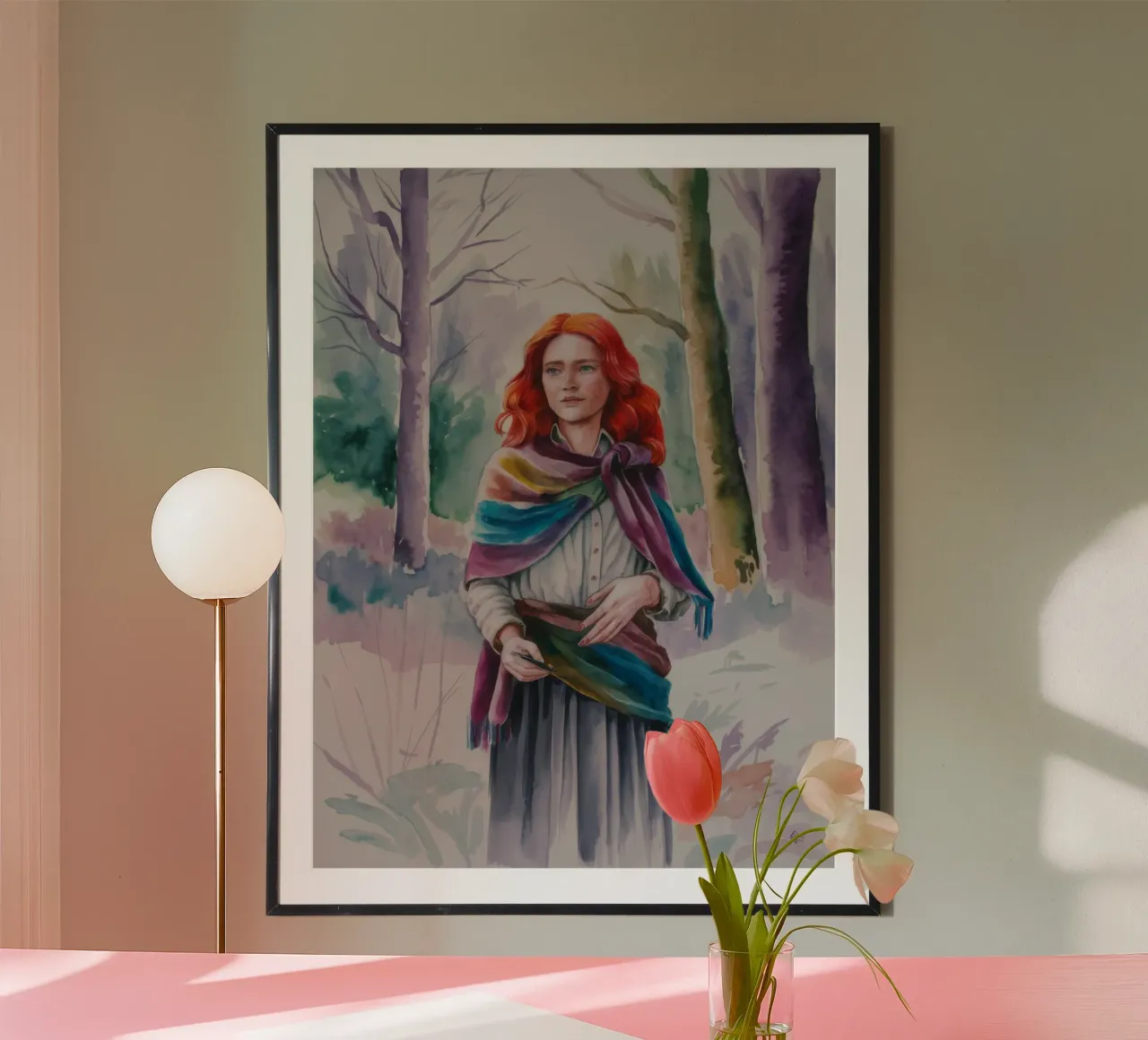 Musa della foresta autunnale poster con telaio in plastica da Ebony Carpenter