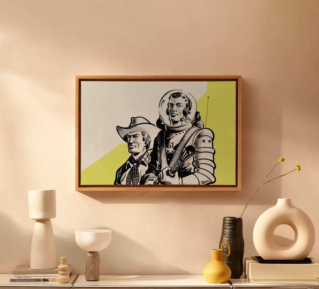 Astronauts and Cowboys canvas met Baklijst van Hemingway Design