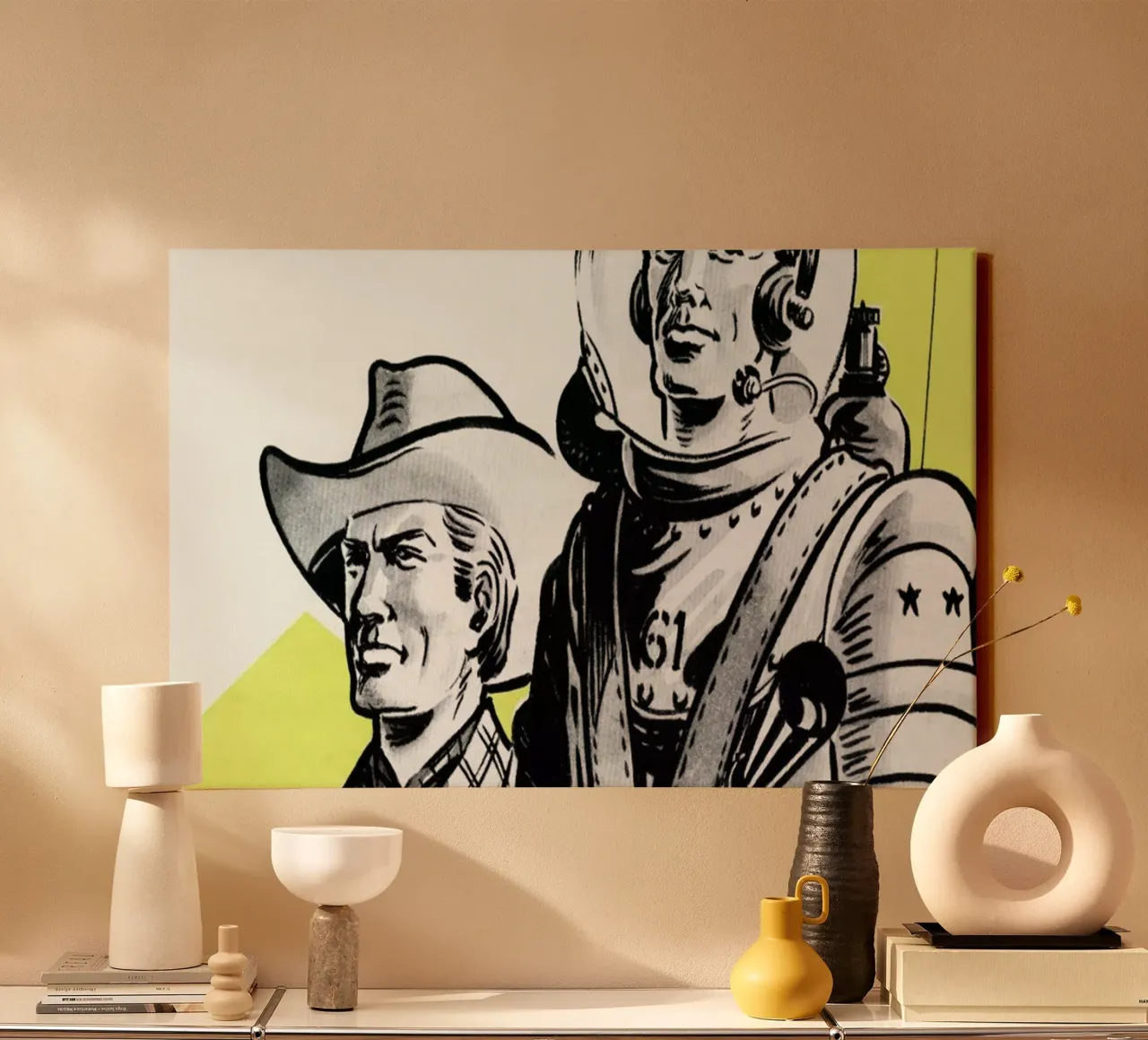 Astronauts and Cowboys canvas met Baklijst van Hemingway Design