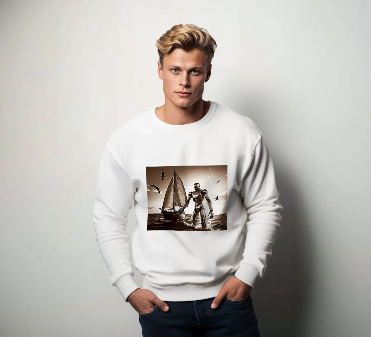 ROBOT AVEC VOILIER. Sépia felpa da Thierry vobmann photography