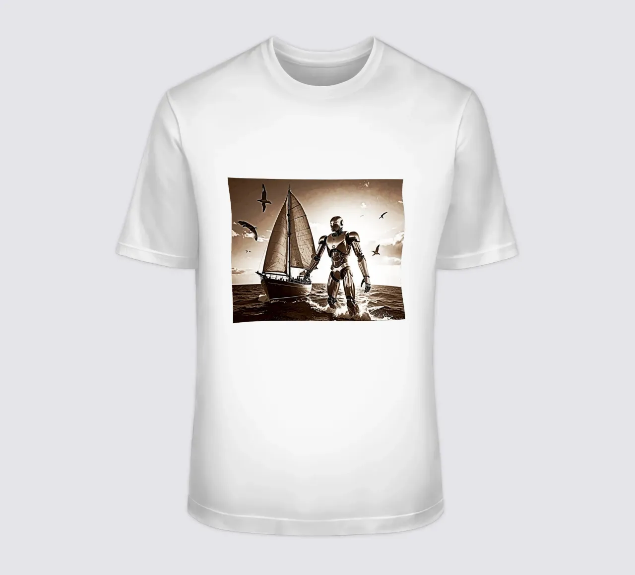 ROBOT AVEC VOILIER. Sépia t-shirt da Thierry vobmann photography