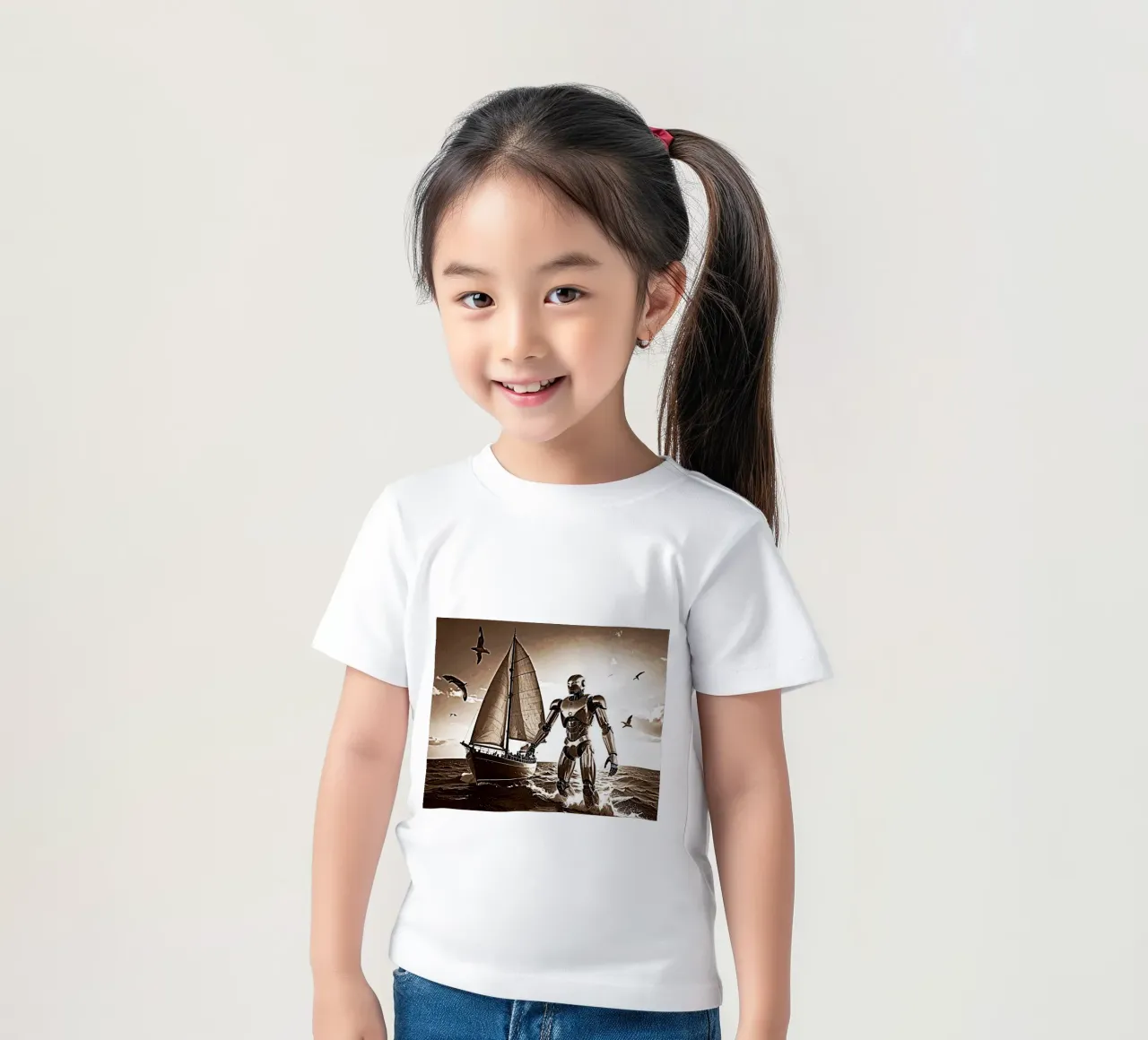 ROBOT AVEC VOILIER. Sépia t-shirt bambini da Thierry vobmann photography