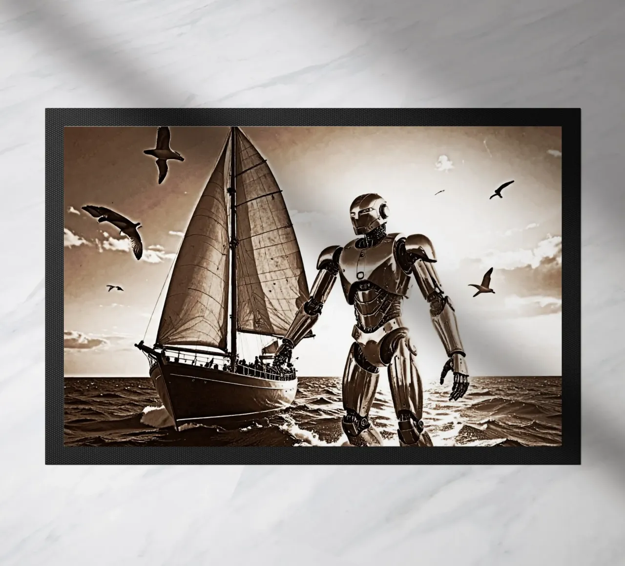 ROBOT AVEC VOILIER. Sépia zerbino da Thierry vobmann photography