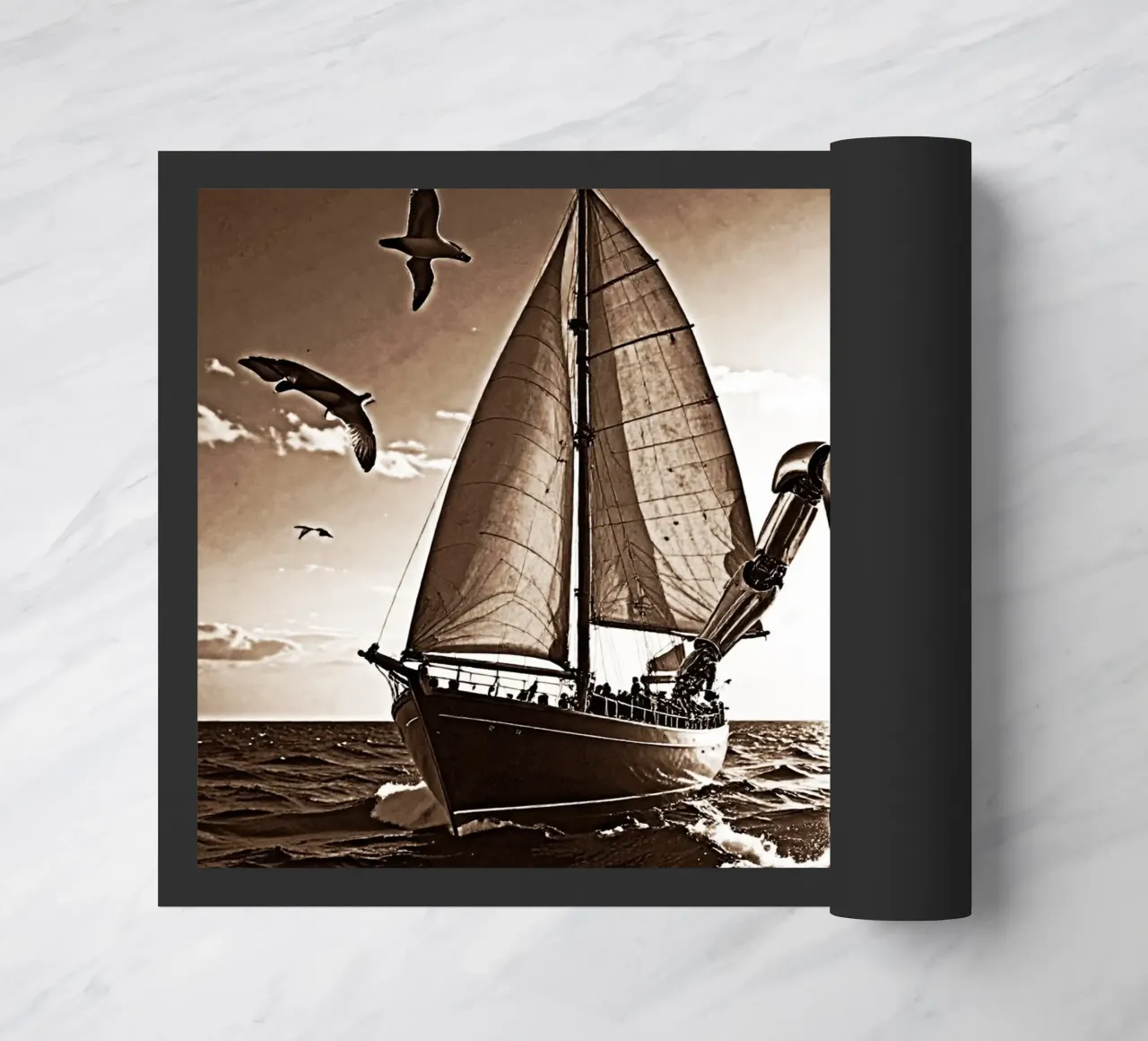 ROBOT AVEC VOILIER. Sépia zerbino da Thierry vobmann photography