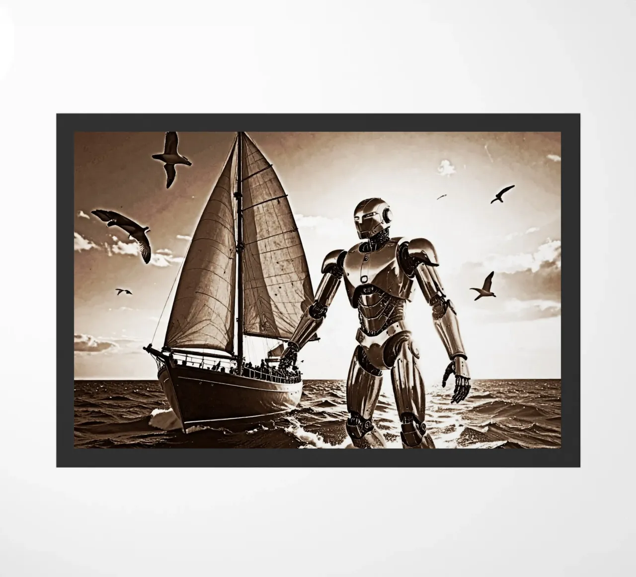 ROBOT AVEC VOILIER. Sépia zerbino da Thierry vobmann photography